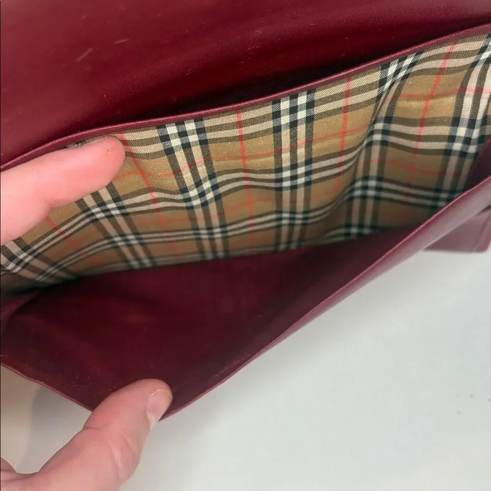 Burberry’s vintage red marroon checkbook wallet